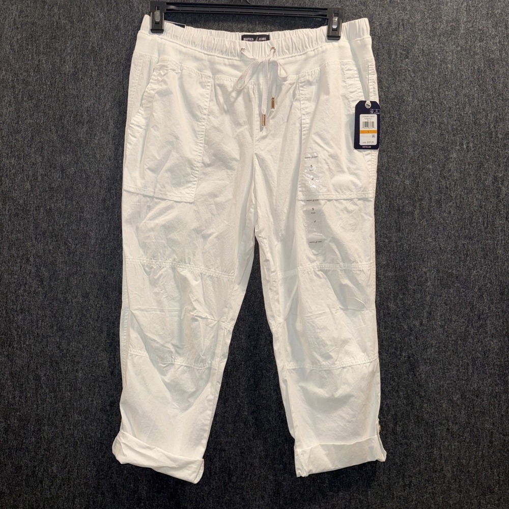Nautica Jeans Women's Small Cotton Roll-Tab Relaxed Fit Straight Leg Cargo Pants